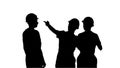 Silhouette Three male construction workers in hardhats looking a Royalty Free Stock Photo