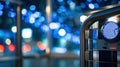 Medium shot focusing on an illuminated security gate equipped with multifactor biometric and RFID sensors emphasizing Royalty Free Stock Photo