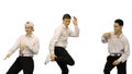 Three guys throwing documents in the air and starting to do funn Royalty Free Stock Photo