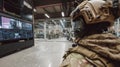 Medium shot inside a multifunctional counterterrorism training facility showcasing integrated urban combat and Royalty Free Stock Photo