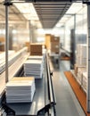 Medium shot of a mailroom package sorting conveyor system in action Royalty Free Stock Photo