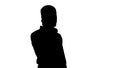 Silhouette Serious arab talking on the phone. Royalty Free Stock Photo