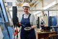 Female Turner At Work In Factory Royalty Free Stock Photo