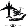 Medium size military transport airplane vector set Royalty Free Stock Photo