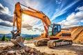 Medium-Sized Excavator in Construction Site Royalty Free Stock Photo