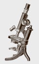 Medium sized inclinable optical microscope with a tripod foot Royalty Free Stock Photo