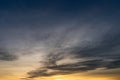 Medium veil clouds are overlaid by high veil clouds. The sun is just setting Royalty Free Stock Photo