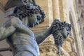 Medium view of perseus holding medusa head in piazza della signoria Florence sculpture by Cellini italy Royalty Free Stock Photo