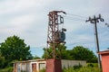 Medium voltage power tower and transformer substation. Used by small consumers and small industry Royalty Free Stock Photo