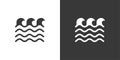 Medium waves on the sea. Isolated icon on black and white background. Weather vector illustration Royalty Free Stock Photo