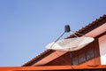 Medium white Satellite Dish on blue sky