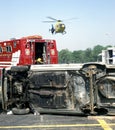 Medivac helicopter arrives at a accident Royalty Free Stock Photo