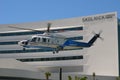 Medivac Preparing to Land at a hospital heliport. Royalty Free Stock Photo
