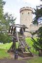 Medival catapult at warwick castle Royalty Free Stock Photo