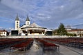 Medjugorje, Bosnia and Herzegovina.St James Church and outside worship area. Royalty Free Stock Photo