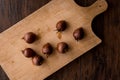 Medlar Fruits on a wooden surface. Royalty Free Stock Photo