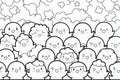 Adorable Kawaii Characters Awaiting Colors in a Playful, Artistic Assembly