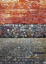 Medley of masonry, brickworks and stones