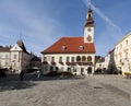 Medling, Austria Lower Austria, October 9, 2022. Selective focus on the old town hall standing on the central square of the city