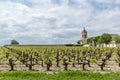 Medoc, France. Vineyards and church of the village Margaux Royalty Free Stock Photo