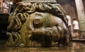 Medusa column base in Basilica Cistern, Istanbul City Royalty Free Stock Photo