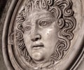 Medusa face sculpture. Head portrait of MedusaIn Greek mythology Medusa was a monster, a Gorgon, a winged human female Royalty Free Stock Photo