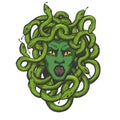 Medusa greek myth creature color sketch engraving
