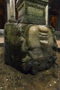 The Medusa head in the Basilica Cistern ancient cistern in Istanbul, Turkey Royalty Free Stock Photo