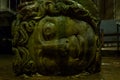 Medusa Head in the Basilica Cistern Sunken Palace in Istanbul, Turkey Royalty Free Stock Photo