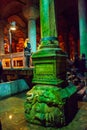 Medusa head column Basilica Cistern Istanbul Turkey Royalty Free Stock Photo
