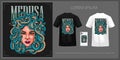 Medusa head t-shirt design, complete with mockup