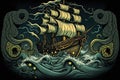 The Medusa, a legendary pirate ship haunted by the spirits of the sea