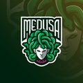 Medusa mascot logo design vector with modern illustration concept style for badge, emblem and t shirt printing. angry medusa Royalty Free Stock Photo