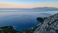 Medveja - Panoramic view of the shore along Medveja, Croatia. Big cities along the coast Royalty Free Stock Photo