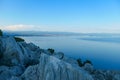 Medveja - Panoramic view of the shore along Medveja, Croatia seen from above Royalty Free Stock Photo