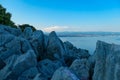 Medveja - Panoramic view of the shore along Medveja, Croatia seen from above Royalty Free Stock Photo