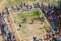 Medzhibizh, Ukraine. August 2019. Fight of knights ÃÂ¾n medieval tournament_