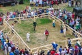 Medzhibizh, Ukraine. August 2019. Fight of knights ÃÂ¾n medieval tournament_