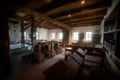 Medzhibozh, Ukraine - may 24 2021: Old Baal Shem Tov Synagogue. renovated premises, interior. Holy place of the Jewish people