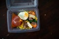 Mee Bandung Muar in a take out box, a Malaysia delicacy noodle originated from Muar District, Johore, Malaysia. The Noodle is a Royalty Free Stock Photo