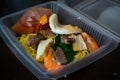 Mee Bandung Muar in a take out box, a Malaysia delicacy noodle originated from Muar District, Johore, Malaysia. The Noodle is a Royalty Free Stock Photo