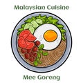 Mee Goreng. A dry stir-fried noodle recipe made with chinese vegetables, carrots and peppers. Malaysian Cuisine