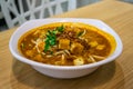 Mee siam is a dish of thin rice vermicelli of hot, sweet and sour flavours, originated in Penang. Royalty Free Stock Photo