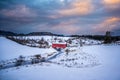 Meech Creek red covered bridge, winter, Gatineau Park, Chelsea, Quebec, Canada Royalty Free Stock Photo