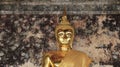 One Gold Buddhas With Mercifulness Face And Old Walls