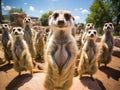 Meercats At Attention In Enclosure Royalty Free Stock Photo