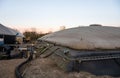 Meerhout, Antwerp Province, Belgium - High angle view over a gas tank of a biogas powerplant central