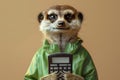 Meerkat with calculator - finance and savings.