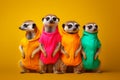 Meerkat colorful fashion clothes. Generate Ai