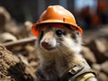 Meerkat construction worker with hard hat